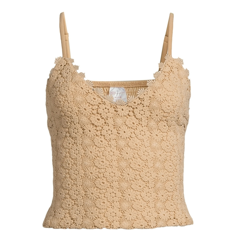Beige Crochet Lace Tank Top